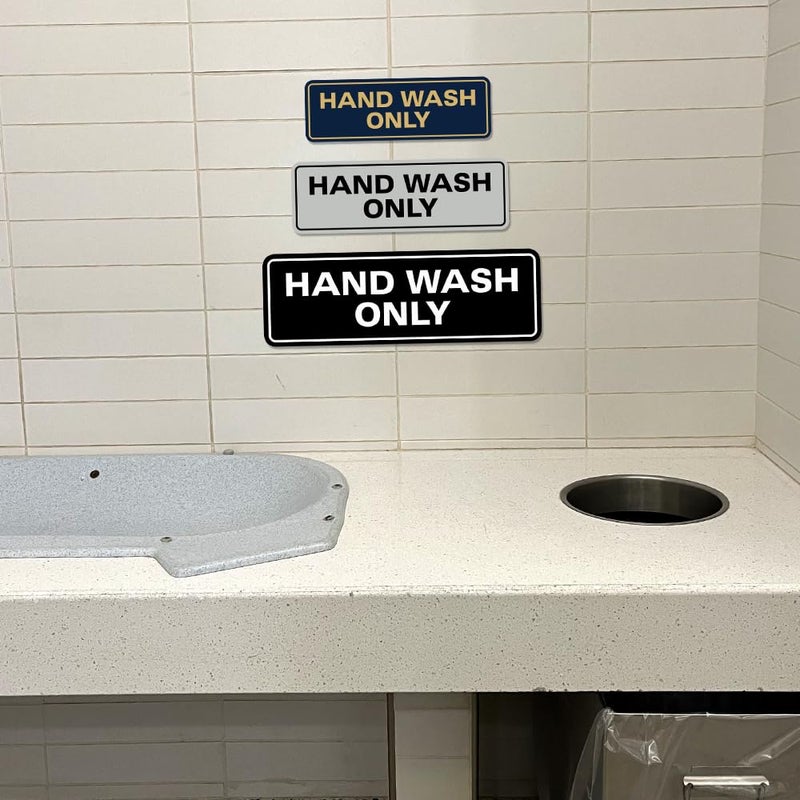 All Quality Standard Hand Wash Only Wall or Door Sign | Kitchen Sink Sign with Easy Installation | Black - Medium (1 Pack) - Image 3